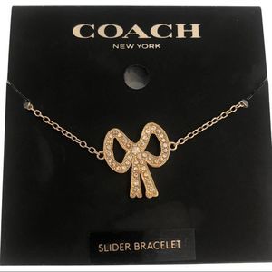 COACH Gold Pave Bow Slider Bracelet - Brand New With Tags